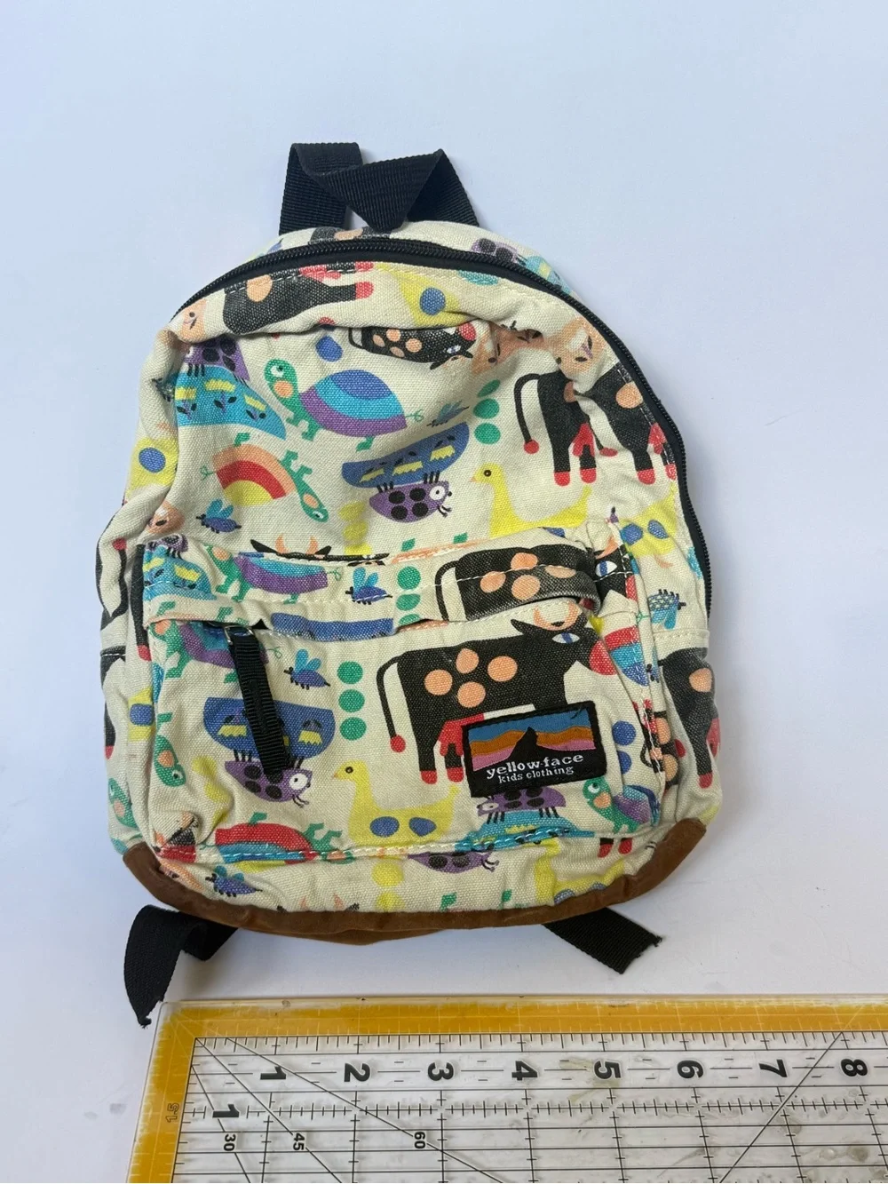 Kids Multicolor Animal Print Backpack - Cream